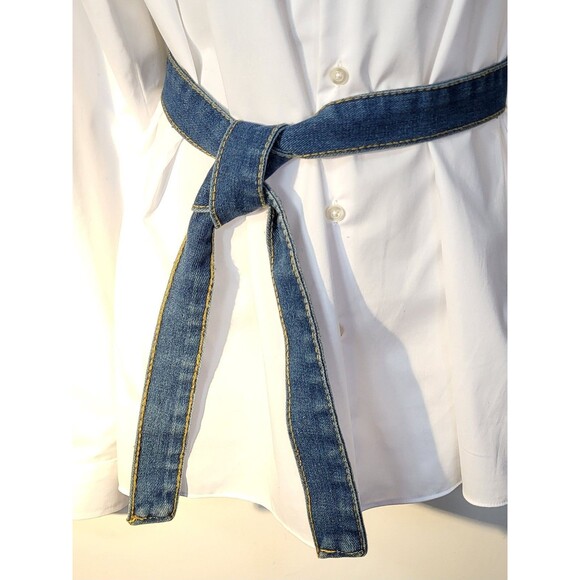 Trio of Boho Tie Back Belts White Cutout Studded Leather, Macrame and Denim